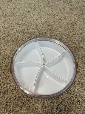 White Sectioned Snack Server with Clear Lid